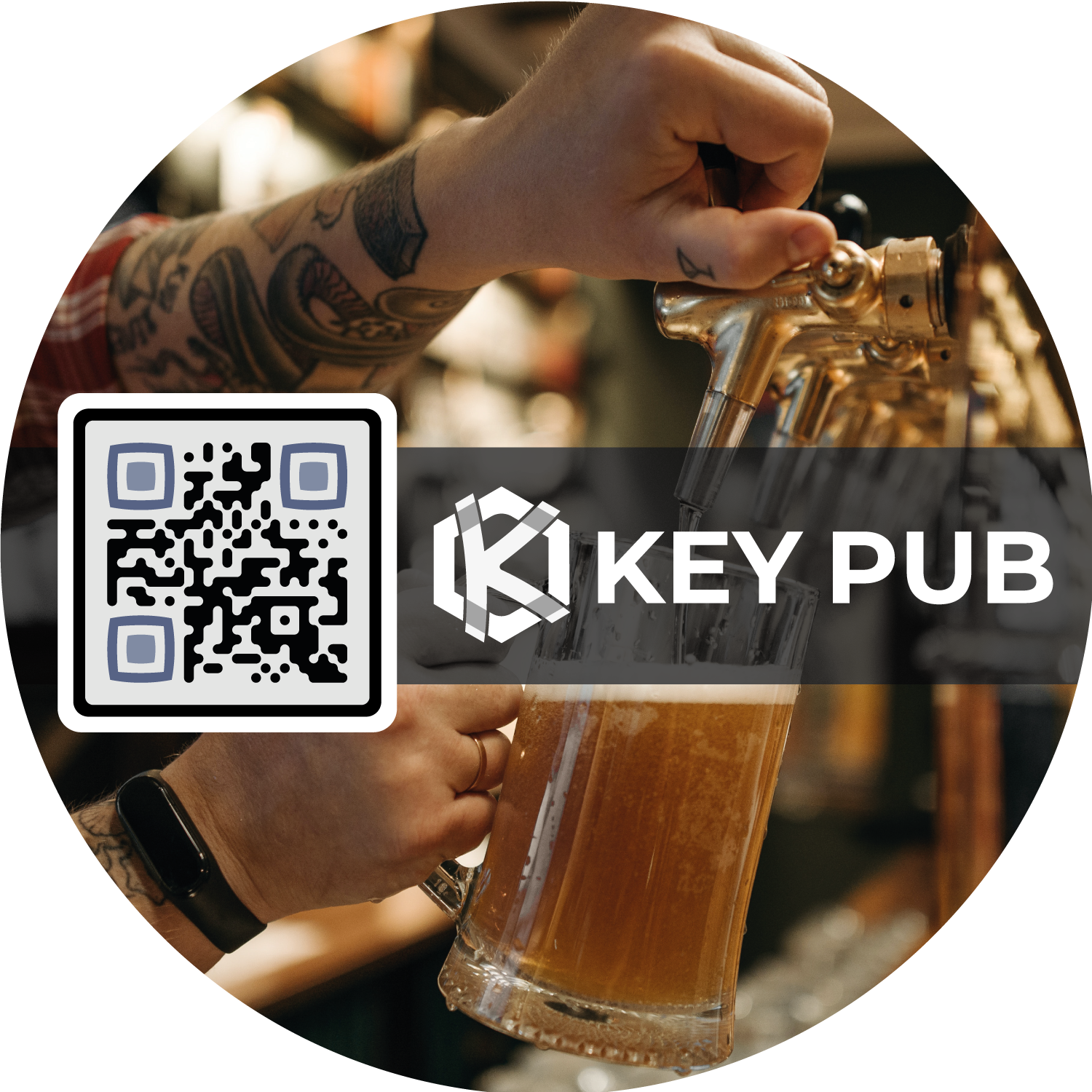 Key Bar[Qr-Code dinamico da sottobicchiere tondo]